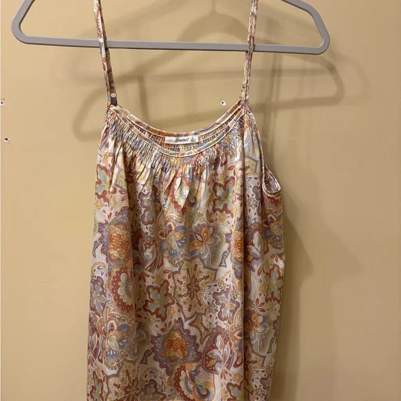 Timing Paisley Boho Tank Top | Size L | Flowy Spaghetti Strap Camisole - Picture 2 of 5